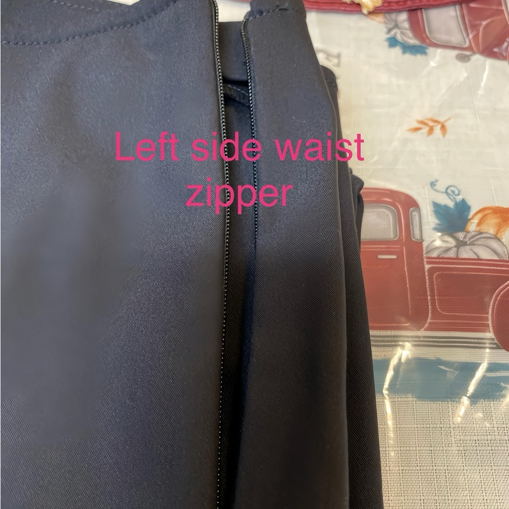 💕ST. JOHN Size 14 Seamed Ankle Zip Pants Flat Front Side Zip Crepe Black - Picture 16 of 16